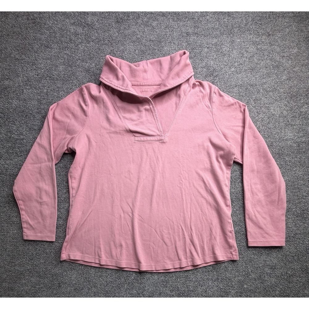 LL Bean Sweater Womens Medium Light pink Shawl Collar Long Sleeve Cotton Casual‎